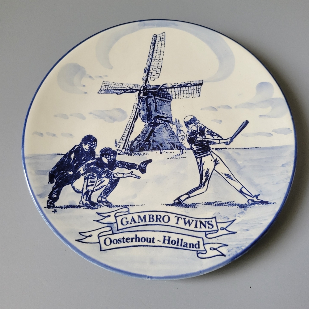 Delft Blue Handpainted Holland Gambro Twins Plate Vintage Rare